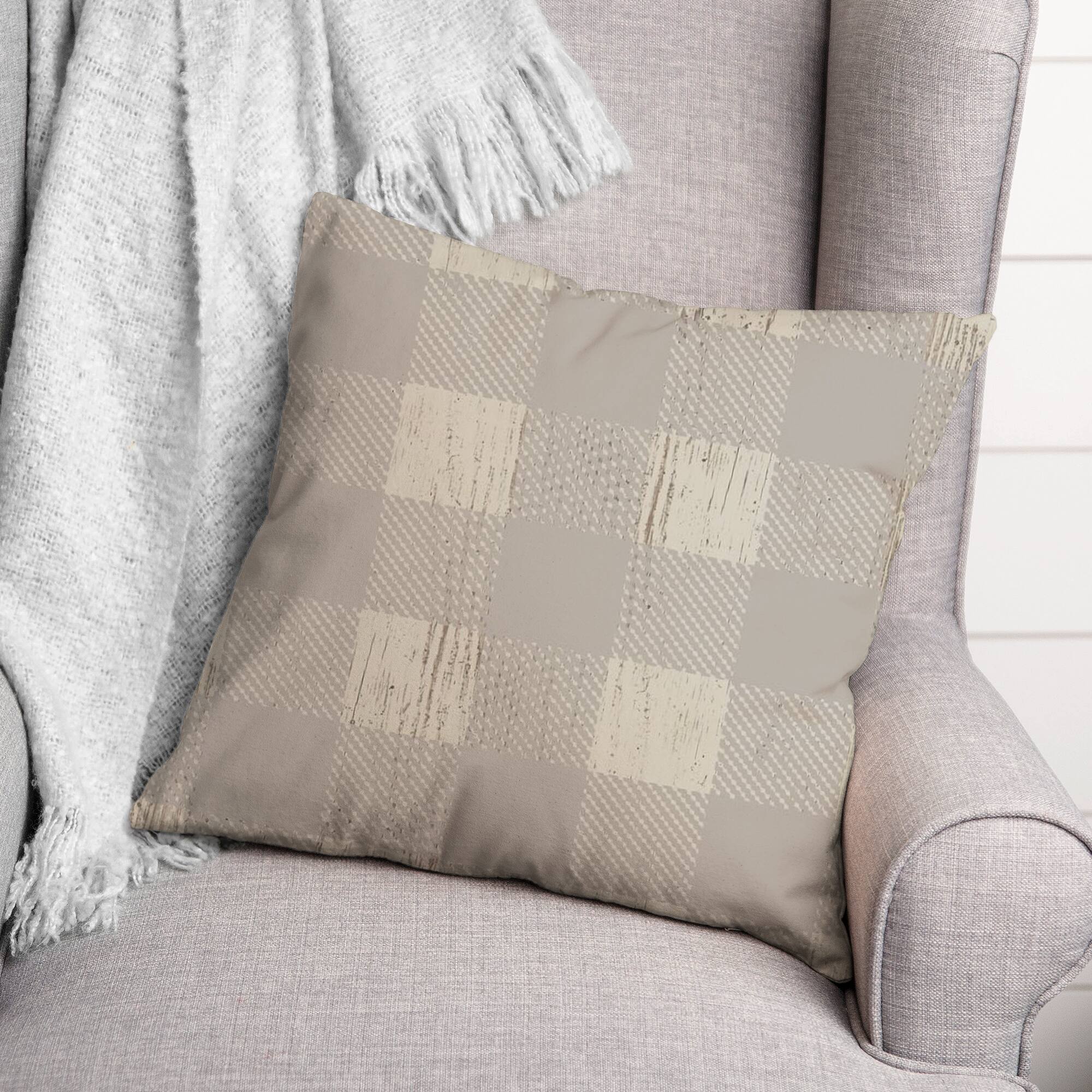 Gray Buffalo Check Throw Pillow
